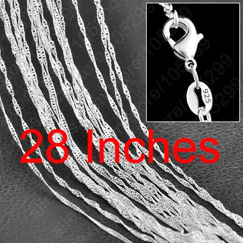 5PCS Promotion Wholesale 925 Sterling Silver Color Beautiful Water Wave Necklace Singapore Chain With Lobster clasps 16"-30" Qme 28 Inch 70CM