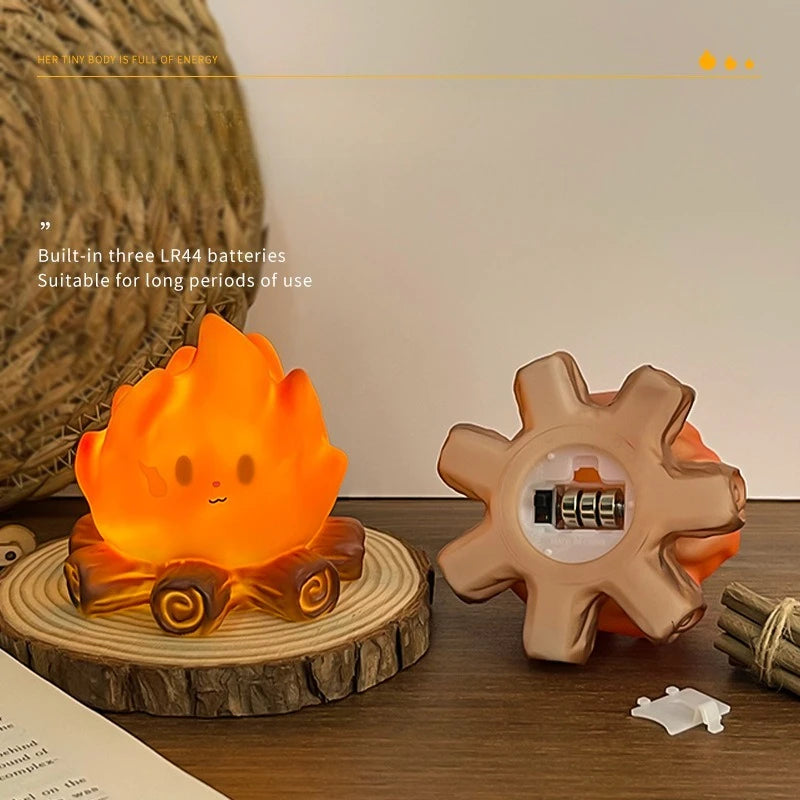 Cartoon Bonfire Night Light Led Electronic Candle Bedroom Bedside Qme