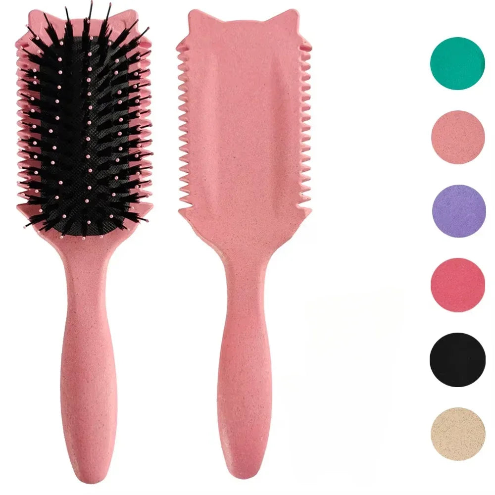 Boar Bristle Curl Defining Brush Detangling Shaping Styling Tool Qme