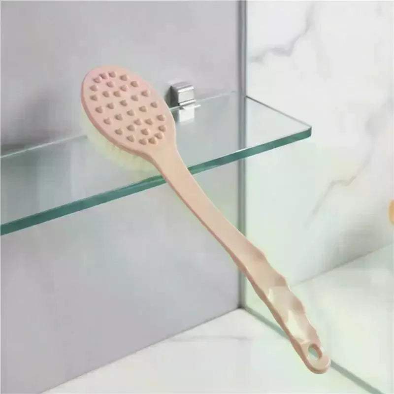 Long Handle Bath Shower Brush Soft Dense Bristles Back Massage Nodes For Exfoliating Deep Cleaning Bathroom Use Qme