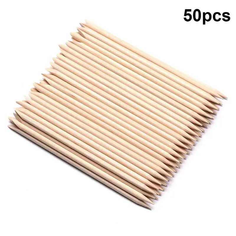 50 Natural Wood Manicure Cuticle Sticks Dual Tip Nail Art Remover Qme 50pcs No plug