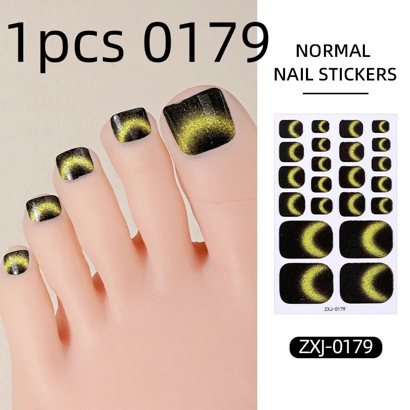 Cat Eye Style Nail Art Stickers Self adhesive Stickers For Toe Nails Full Cover Toenail Polish Stickers DIY Foot Decals Qme 1pcs 0179
