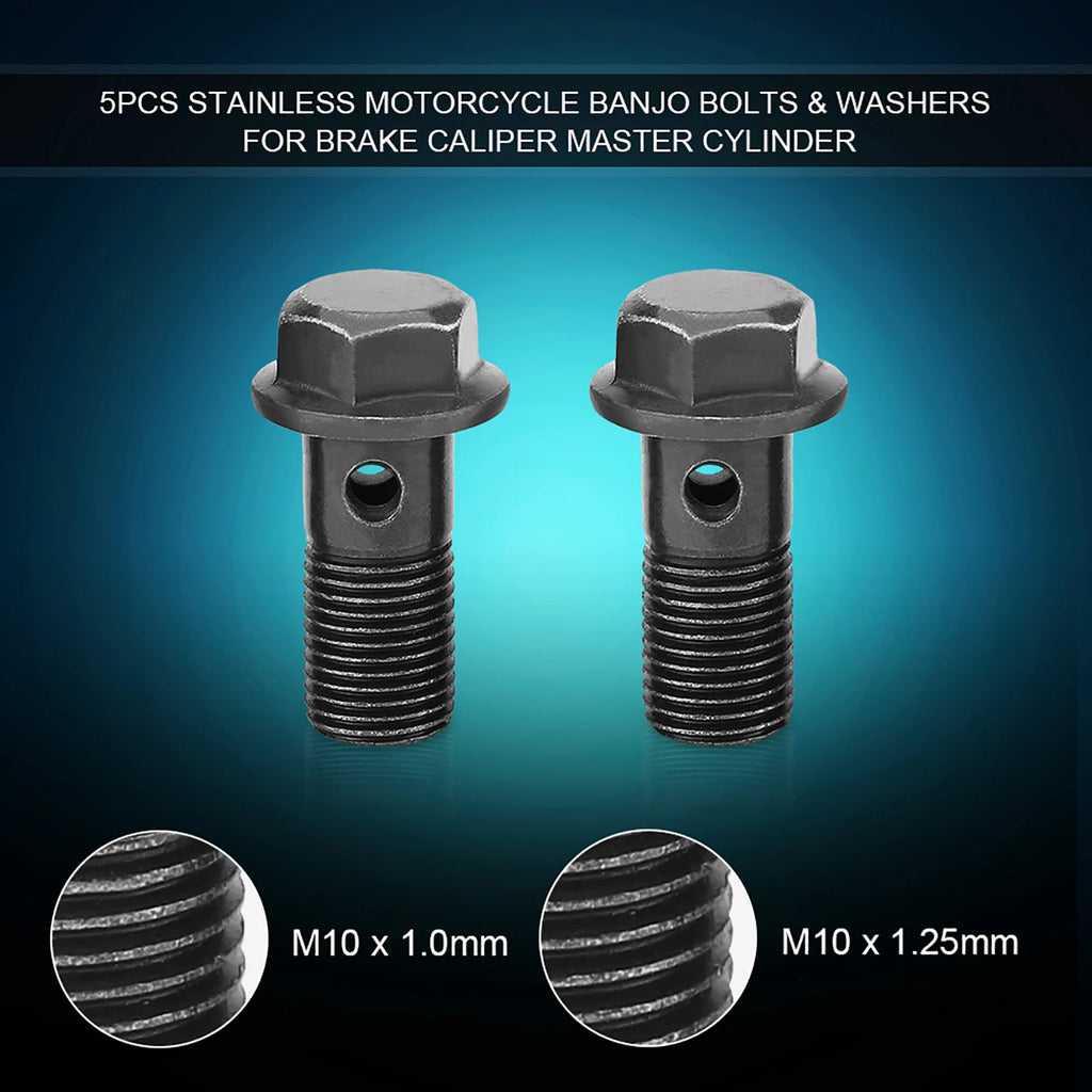 Motorcycle Banjo Bolts & Washers for Brake Caliper Master Cylinder M10 x1.25/M10 * 1.0mm Brake Motorcycle Brake Bolt Qme