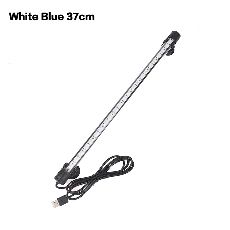 Fish Tank Light Underwater Lighting Submersible Lamp Plant Grow 110V Qme 37CM White Blue CN Plug