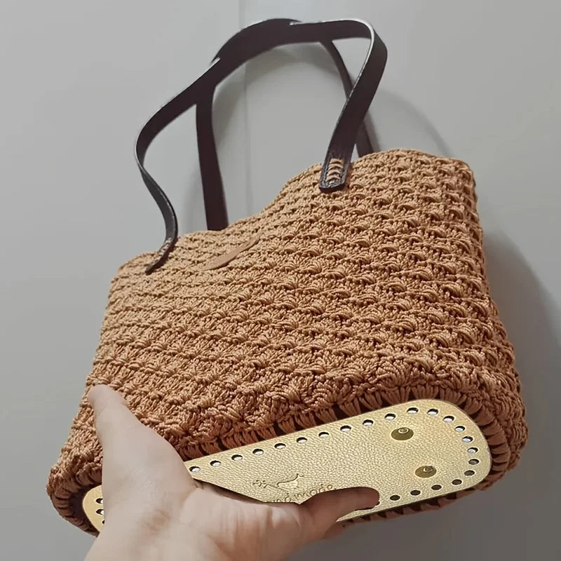 Oval PU Leather Bag Base for Crochet Knitting - DIY Handbag Bottom Plate with Holes Qme