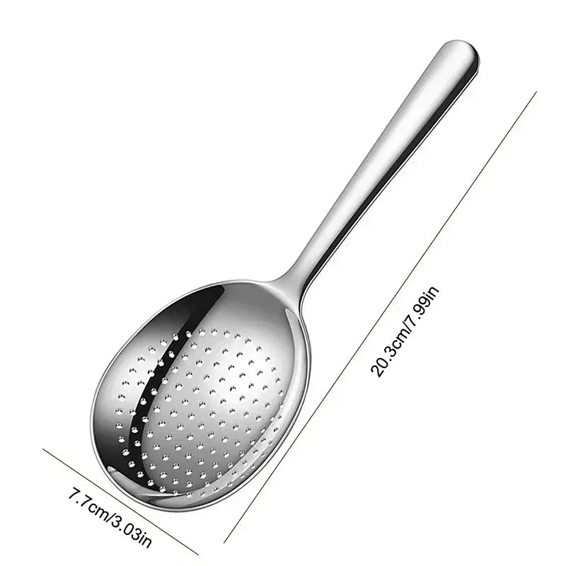1 Stainless Steel Ladle Serving Soup Rice Spoon Drain Hole Heat Qme