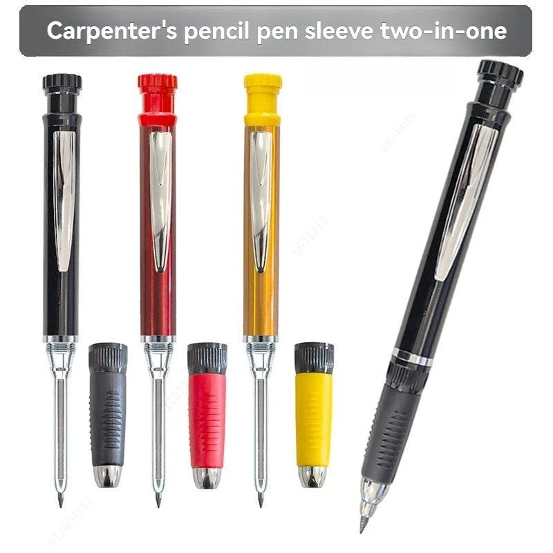 Solid Carpenter Mechanical Pencil With Built-in Sharpener 2.8mm Refillable,Deep Hole Marker for Woodworking Construction Tool Qme