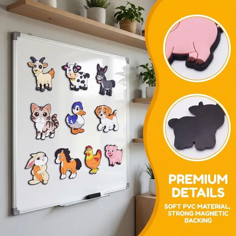 2D Flat Cute PVC Fridge Magnets Cartoon Farm Animal Dishwasher Kitten Qme