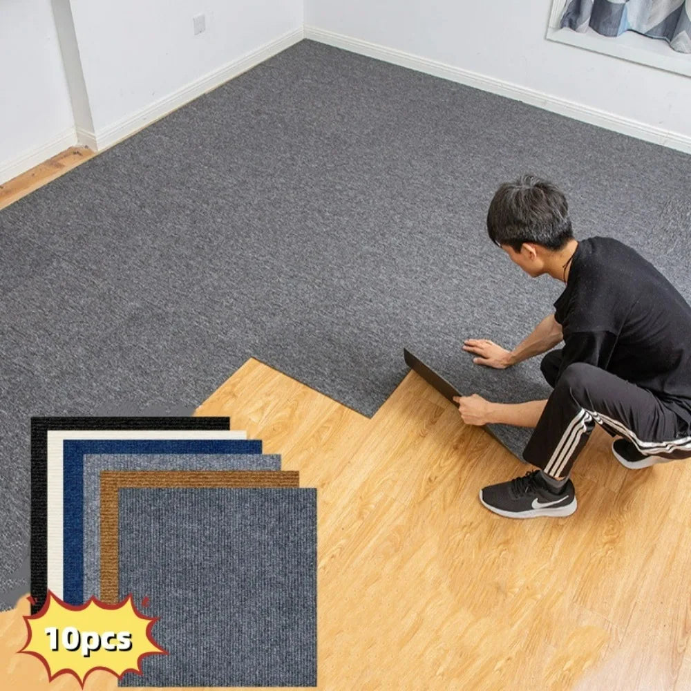 10pcs Self-adhesive Area Rug Carpet Thicken Soundproof Decor Carpets for Living Room DIY Splice Bedroom Small Rugs Home Decor Qme