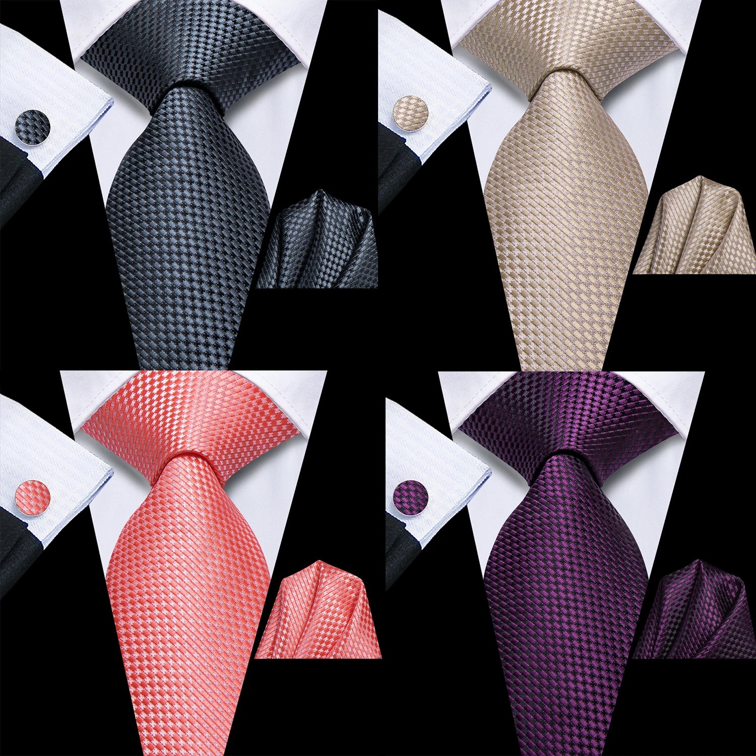 Hi-tie Pink Black Blure Beige Purple Tie Men Groom Wedding Necktie Qme