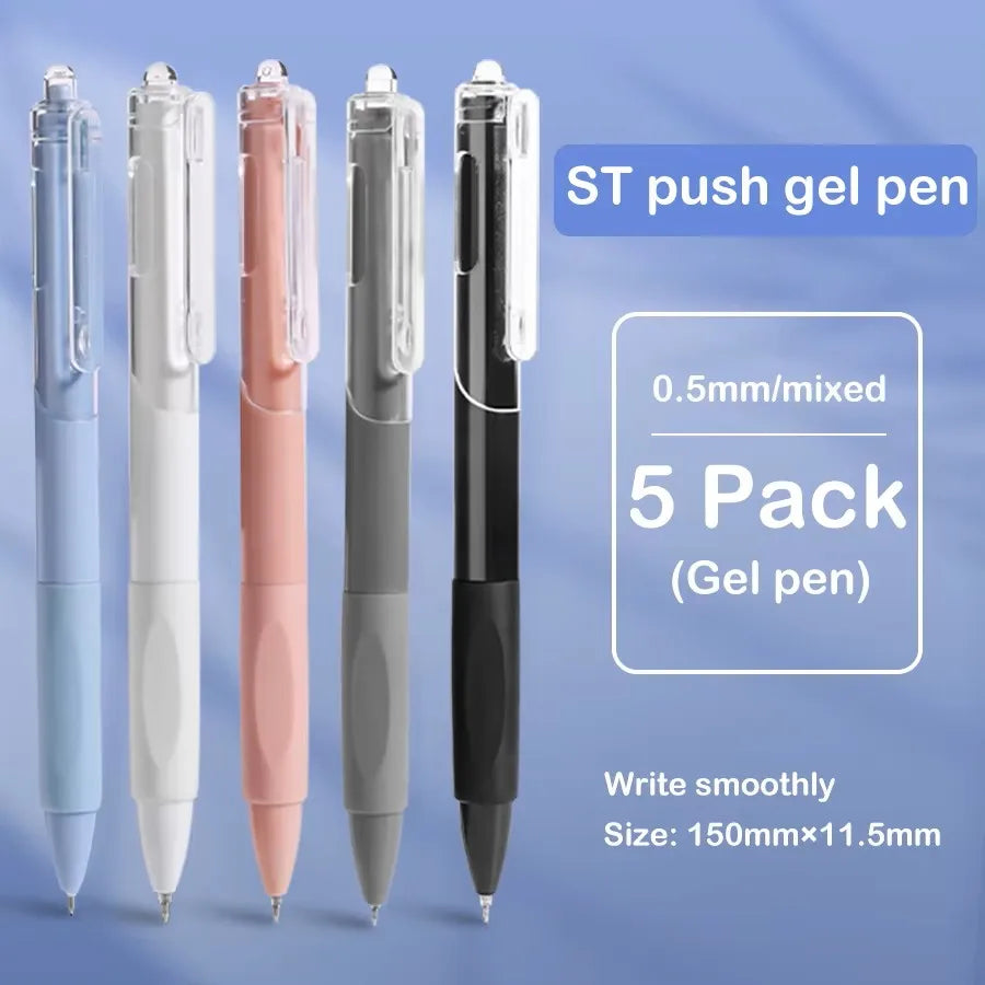 5 Pcs Gel Pen Ins Smooth Press Quick-drying 0.5mm Black Pen Ballpoint Pens School Supplies Stationery Qme