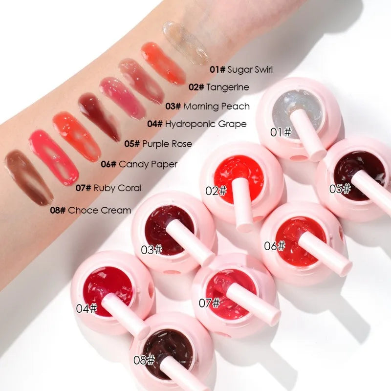 Long-lasting Moisturizing Solid Lip Jelly Red Tinted Lip & Cheek Jam Lip Balm Smooth Gloss Jelly LipGloss Water Light Lipsticks Qme