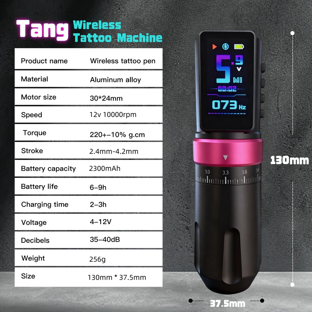 CAVARUND Wirless Tattoo Machine Pen 2.4-4.2mm Adjustable Stroke With Powerful Custom Motor for Makeup Microplasty Pen Supply Qme