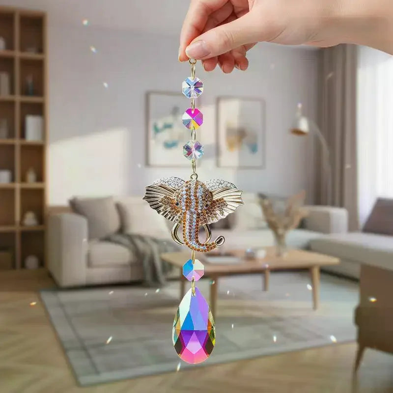 Crystal Glass Icicle Suncatcher Rainbow Prism Hanging Ornament Home Window Car Garden Decor Qme