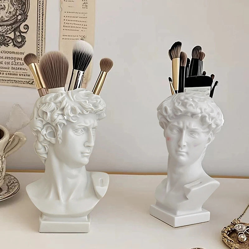 Creative Statue David Shape Brush Pot Desktop Ornaments Storage Box Qme