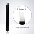 GECOMO Stainless Steel Black Eyebrow Tweezer Slant Flat Point Beauty Qme G2090-1