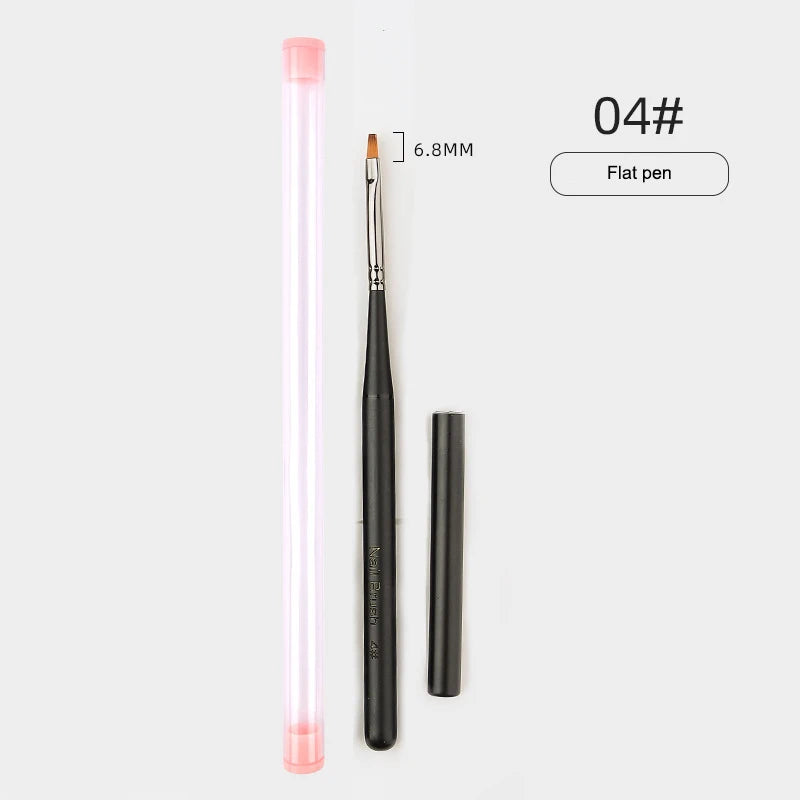 Wooden Handle Nail Drawing Brushes Manicure Lines Painting Gradient Qme A4