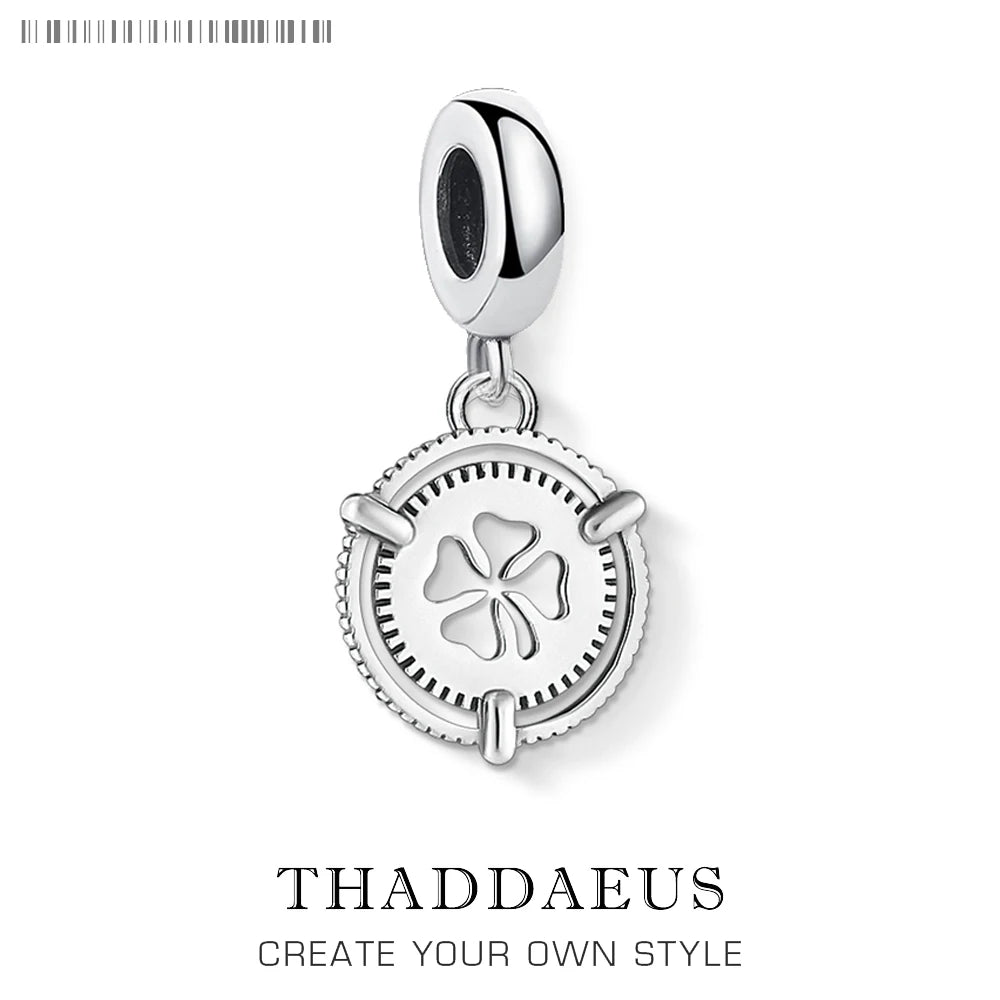 Cloverleaf Clover 925 Sterling Silver Dangle Charm Pendants Trendy Lucky Jewelry Gift For Women Men Qme Ring