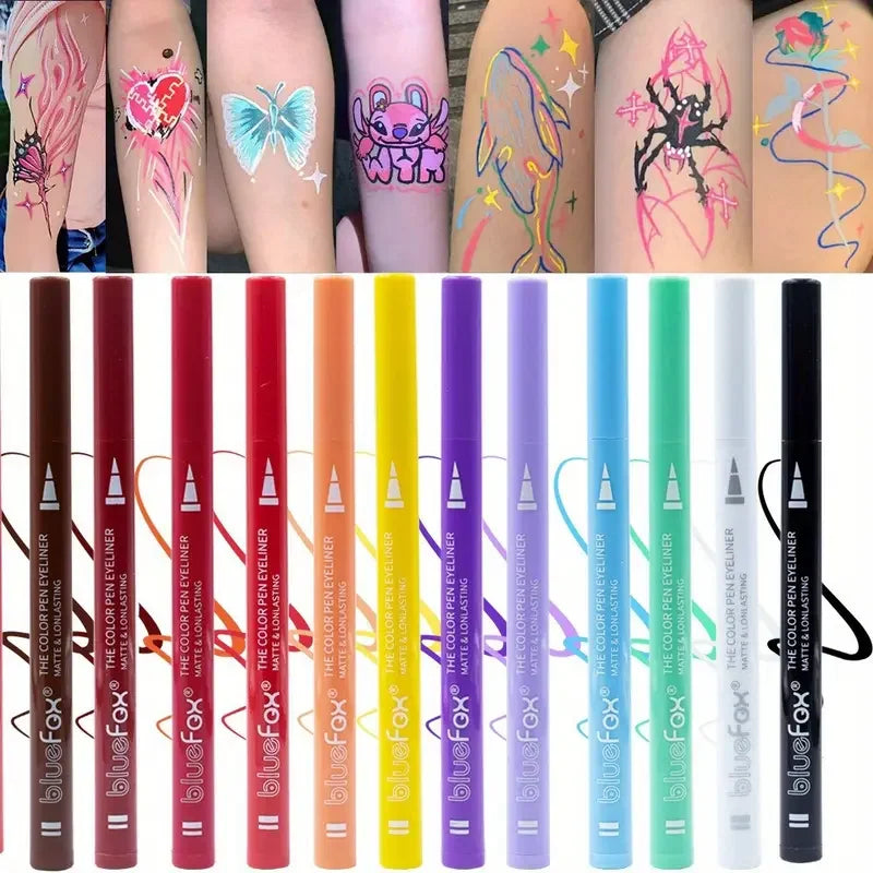 12 Liquid Eyeliner Pen Various Special Makeup Facial Paint Qme