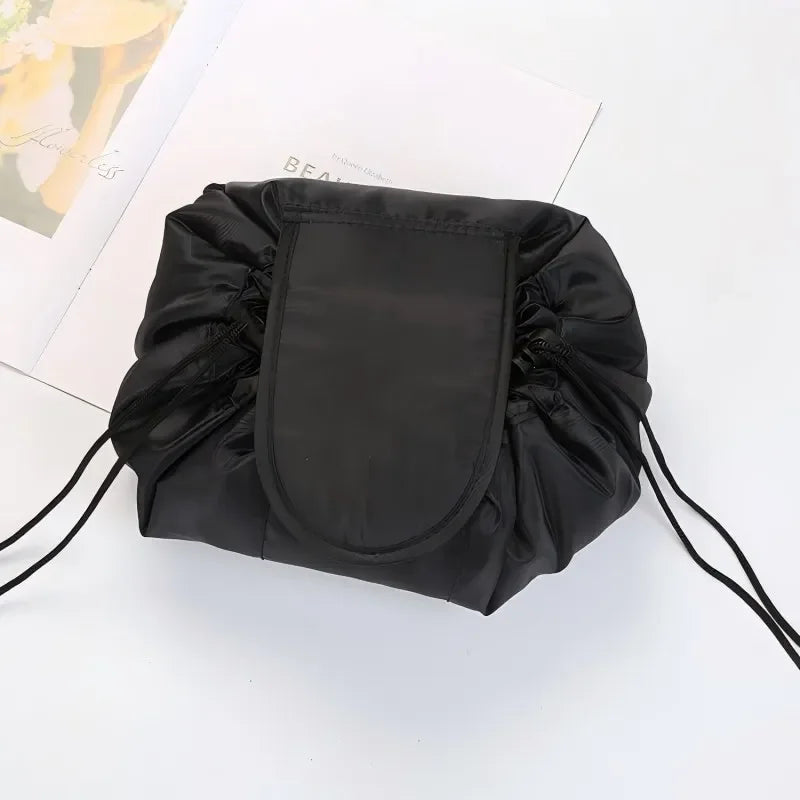 Women Drawstring Cosmetic Bag Travel Storage Makeup Bag Organizer Female Make Up Pouch Portable Waterproof Toiletry Bea Qme black