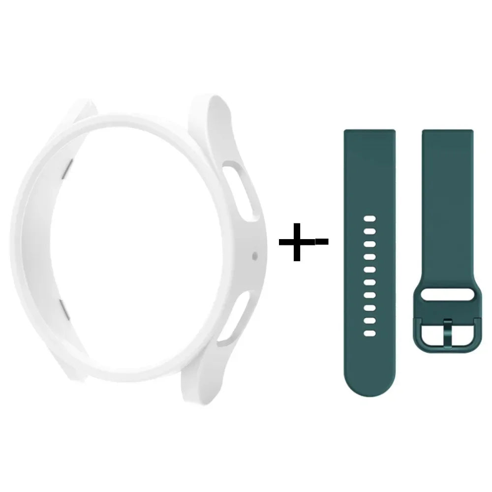 Strap+Case for Samsung Galaxy Watch 6/5/4 40mm 44mm PC Hollow Bumper for Galaxy Watch 4/6 Classic 42mm 46mm 43mm 47mm Band+Cover Qme