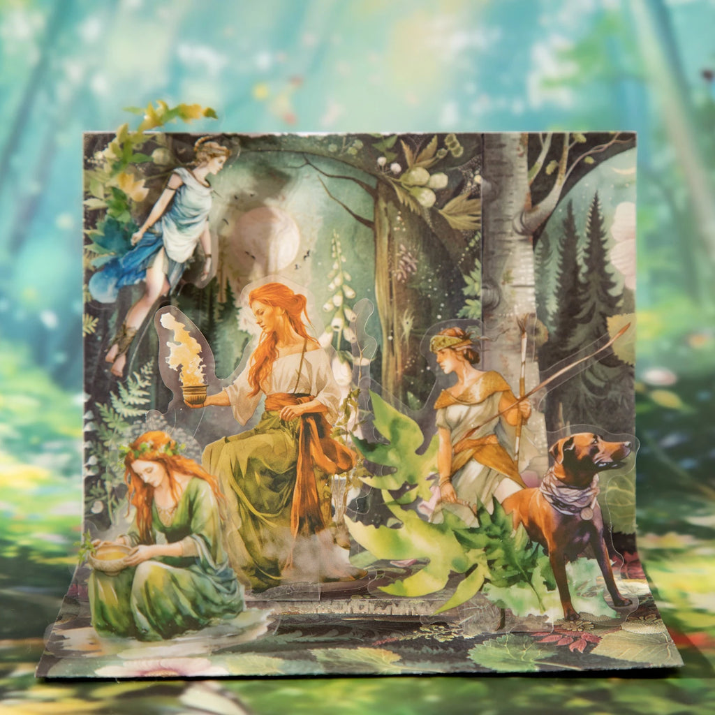 European Goddess Mythology Theme PET Stickers 15 Sheets for Scrapbooking Journal DIY Decoration Collage Diary Qme