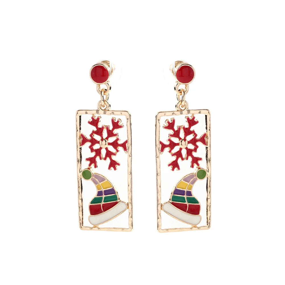 Fashion Earrings Elegant Tassel Minimalist Christmas Earrings Snowflake Hat Dangles Jewelry Earrings for Christmas Gift Qme White Hat Earning