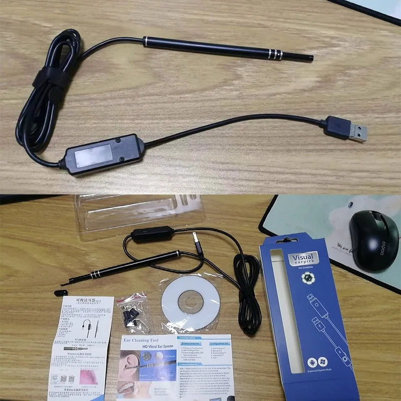 Two-in-one Ear Endoscope 5.5mm High-definition Ear Canal Endoscope Otoscope Visual Ear Pick Endoscope Qme