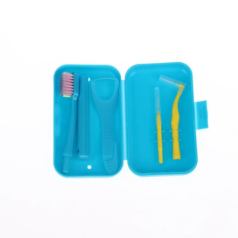 Dental Cleaning Care Kits Portable Travel Oral Detachable Toothbrush Qme Blue