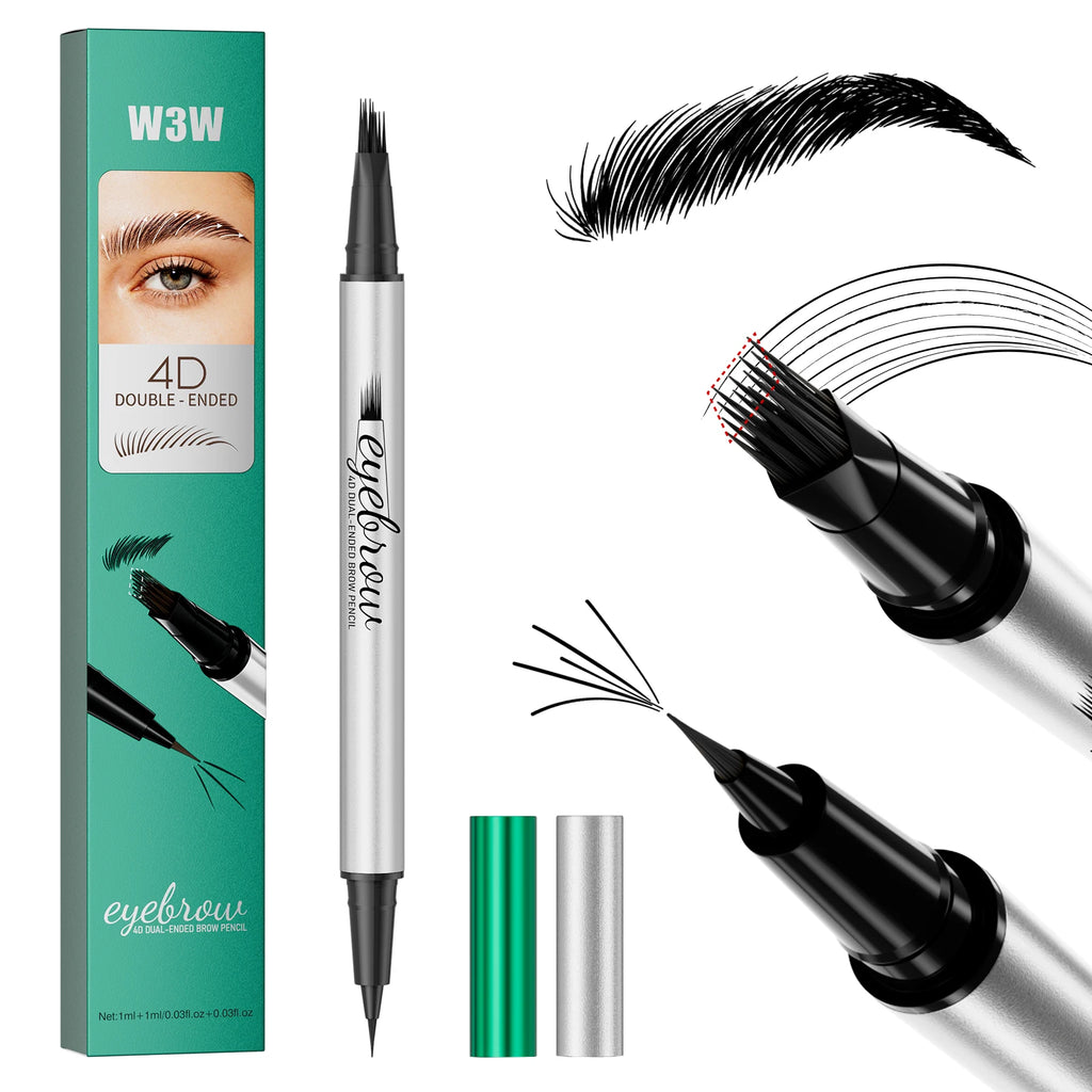 2 in 1 Dual-Ended Eyebrow Pencil & Eyeliner, Waterproof Sweat-Proof Smudge-Proof Fade-Resistant 4D Microcarving Realistic Eyebro Qme W683-5