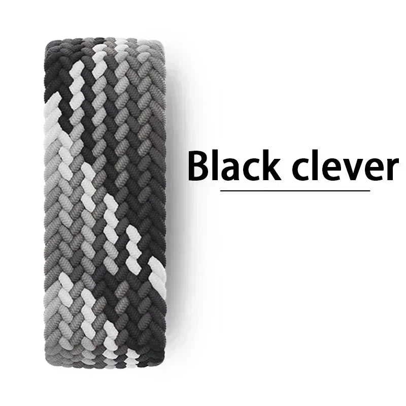 Band For Apple watch Series 10 46mm 42mm 9 7 8 5 SE 6 44mm 45mm 40mm 38 41mm Ultra 49mm bracelet correa Braided Solo Loop Strap Qme Gradient black 38 40 41 S10-42mm-M
