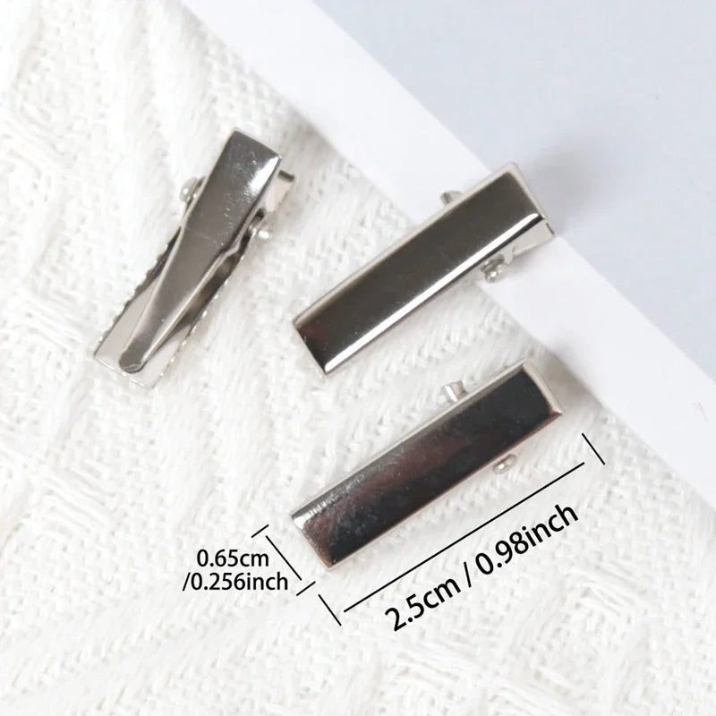 Metal Alligator Hair Clips Duckbill Blank Setting Base DIY Women Qme 2.5cm 50pcs