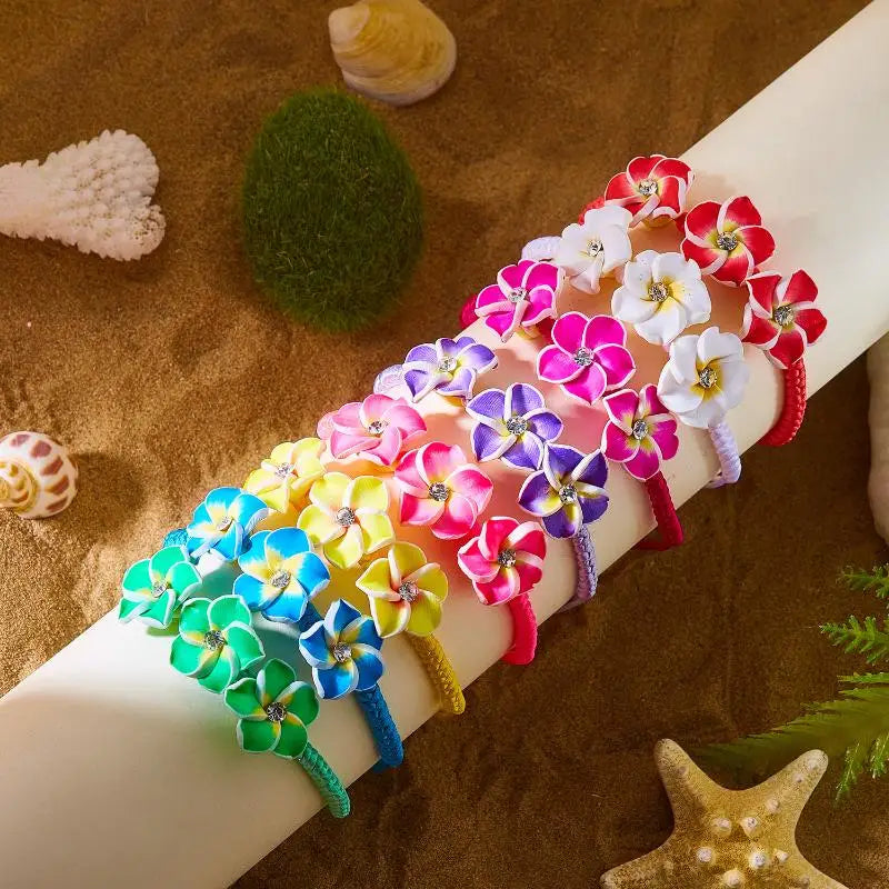 Boho Hawaiian Flower Bracelet Women Beaded Braid Rope Bangle Summer Qme