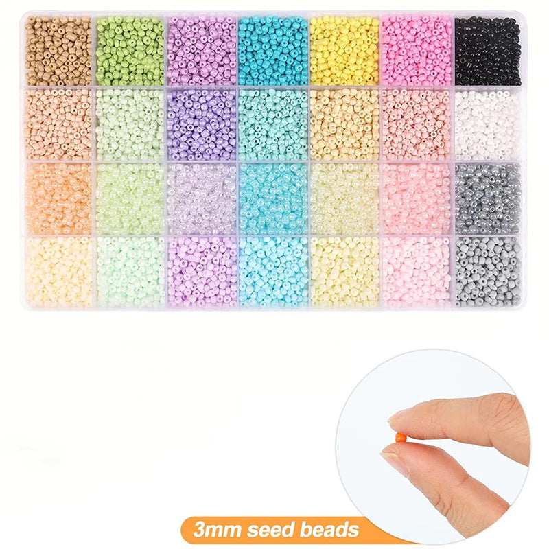 3mm Macaroon Color Series Glass Seed Beads Kit With Metal Jewelry Accessories for Jewelry Bracelet Necklace Making DIY 8500PCS Qme