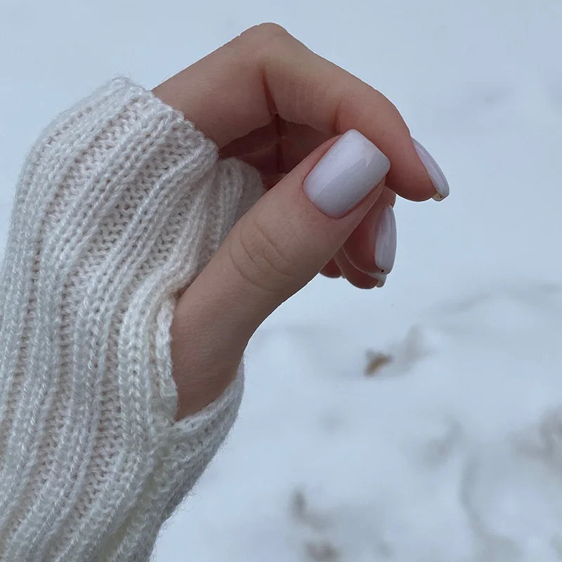 Long Fingerless Gloves Women Mitten Winter Arm Warmer Kawaii Knitted Qme