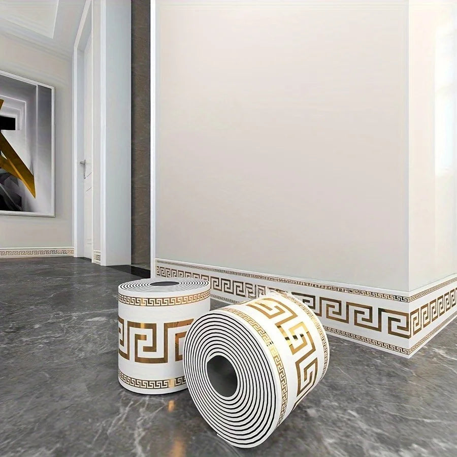 Rolled Self-Stick Baseboard Trim-Anti-Collision Waterproof Wall Waistband Sticker for Living Room Bedroom Home Decor Qme DW-214 5pcs