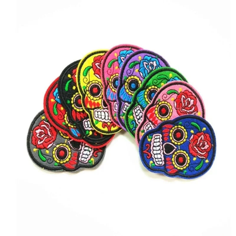 Creative Multi-color Skull Costume Patches Halloween Embroidery Qme