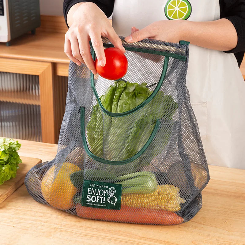Reusable Storage Bags Kitchen Hanging Mesh Bag Home Fruit And Vegetable Storage Net Bag For Ginger Garlic Potatoes Onions Qme