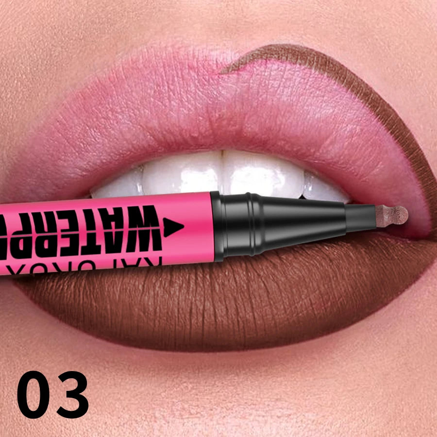 Liquid Matte12-Color Lipliner Pencil Waterproof Plumping Stain Qme 03
