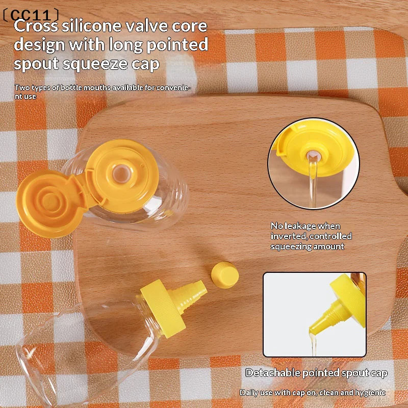 Transparent Reusable Honey Bottles Squeeze Bottle Container Holder Qme