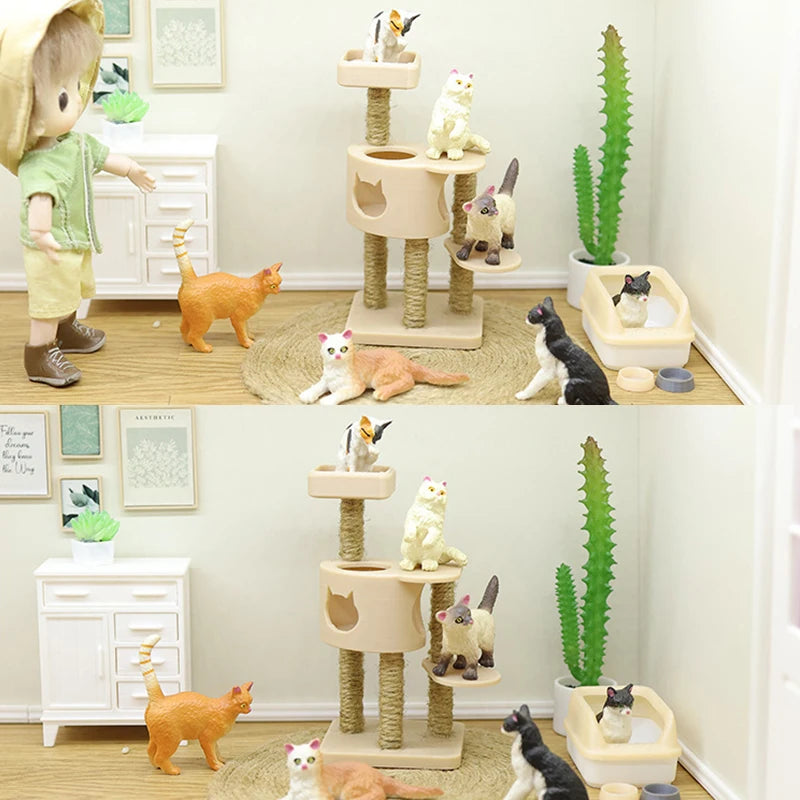 1 12 Dollhouse Simulation Pet Cat Climbing Frame Model Micro Scene Qme
