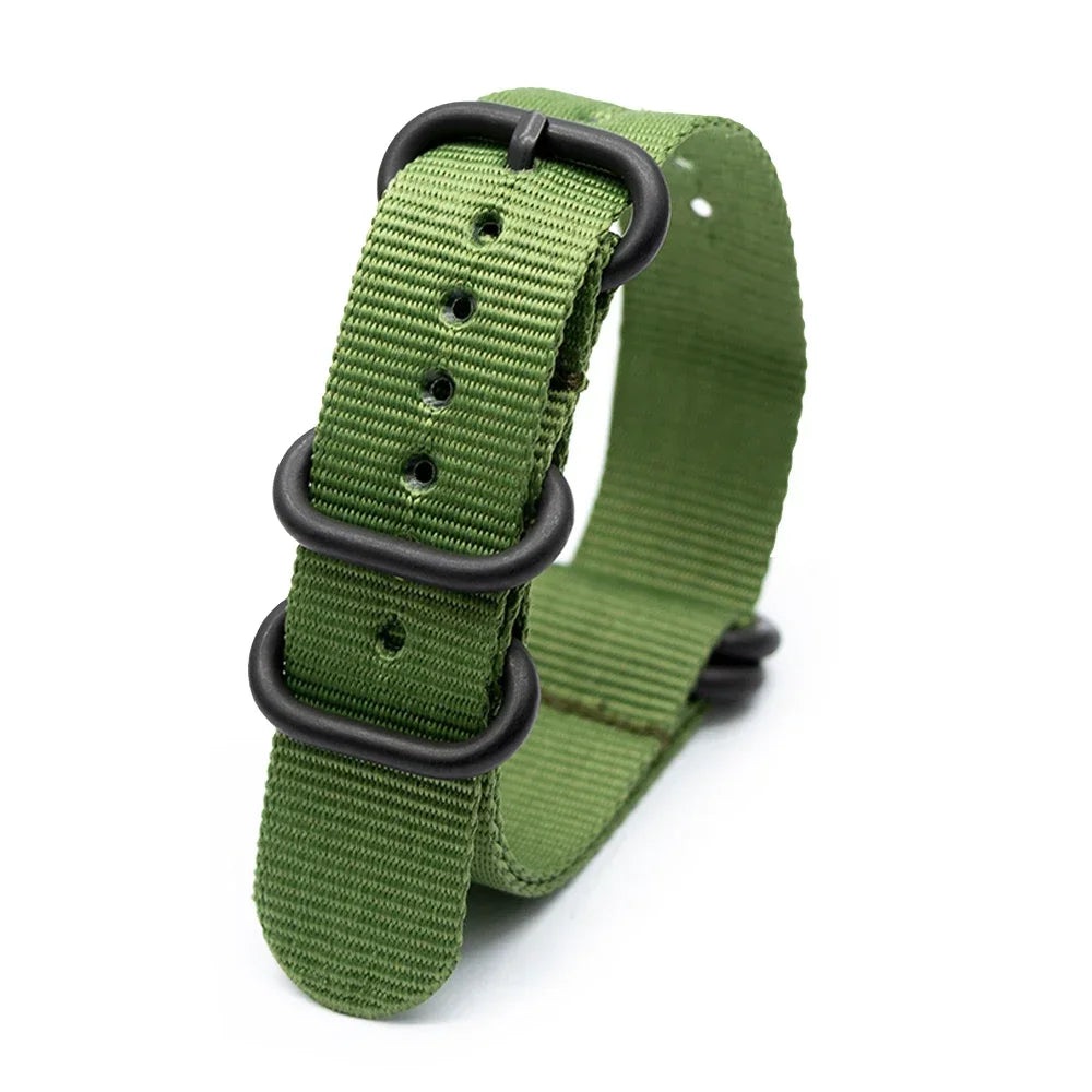 Black Ring Buckle Army Sports Nylon Watch Band Wrist Strap Accessories For Samsung Huawei 18MM 20MM 22MM 24MM Qme