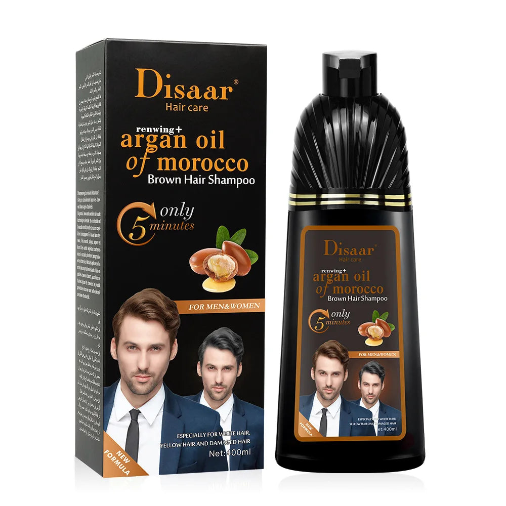 DISAAR 400ML Cover Grey Hair Morocco Argan Oil Care Fast Magic Black Hair Shampoo Dye Repair Damaged Improve Split Hair Rough Qme 400ml brown DS5723