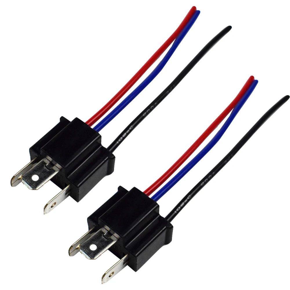 1 Pair 9003 H4 Bulb Socket Wiring Wire Harness Headlight Male Plug Adapter Connector Headlamp Connector Head/Mother Head Qme