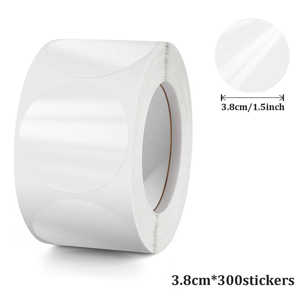 Clear Transparent Round Stickers 1" /1.5" 300-1000 Stickers Self-Adhesive Envelope Seal Tab Sealer Waterproof Packaging Label Qme 3.8cm 300 Stickers