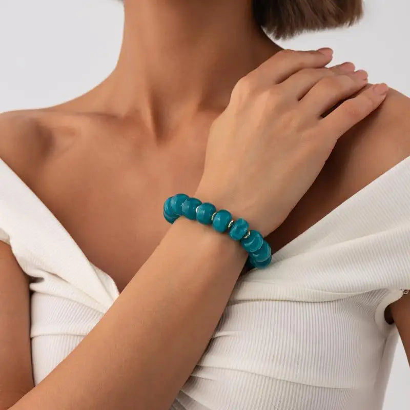 Y2K Colorful Smudging Resin Beads Chain Necklace For Women Trend Collares Vintage Clavicle Chain Party Jewelry Qme A19