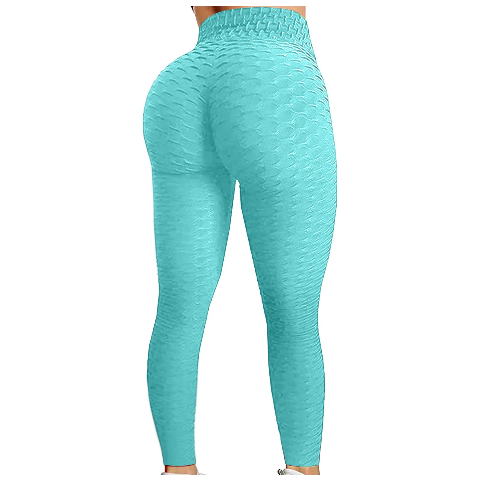 Women's Bubble Hip Lifting Exercise Fitness Running High Waist Yoga Pants Solid Color Fashionable Yoga Pants Qme