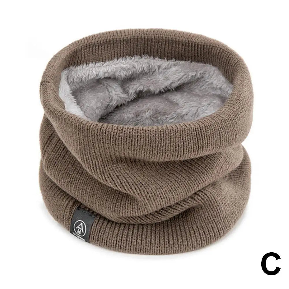 Fashion Women Knitted Scarf Solid Cashmer Like Winter Snood Scarves Lady Warm Wool Fur Thick Unisex Men Neck Scarfs Ring Qme khaki One size