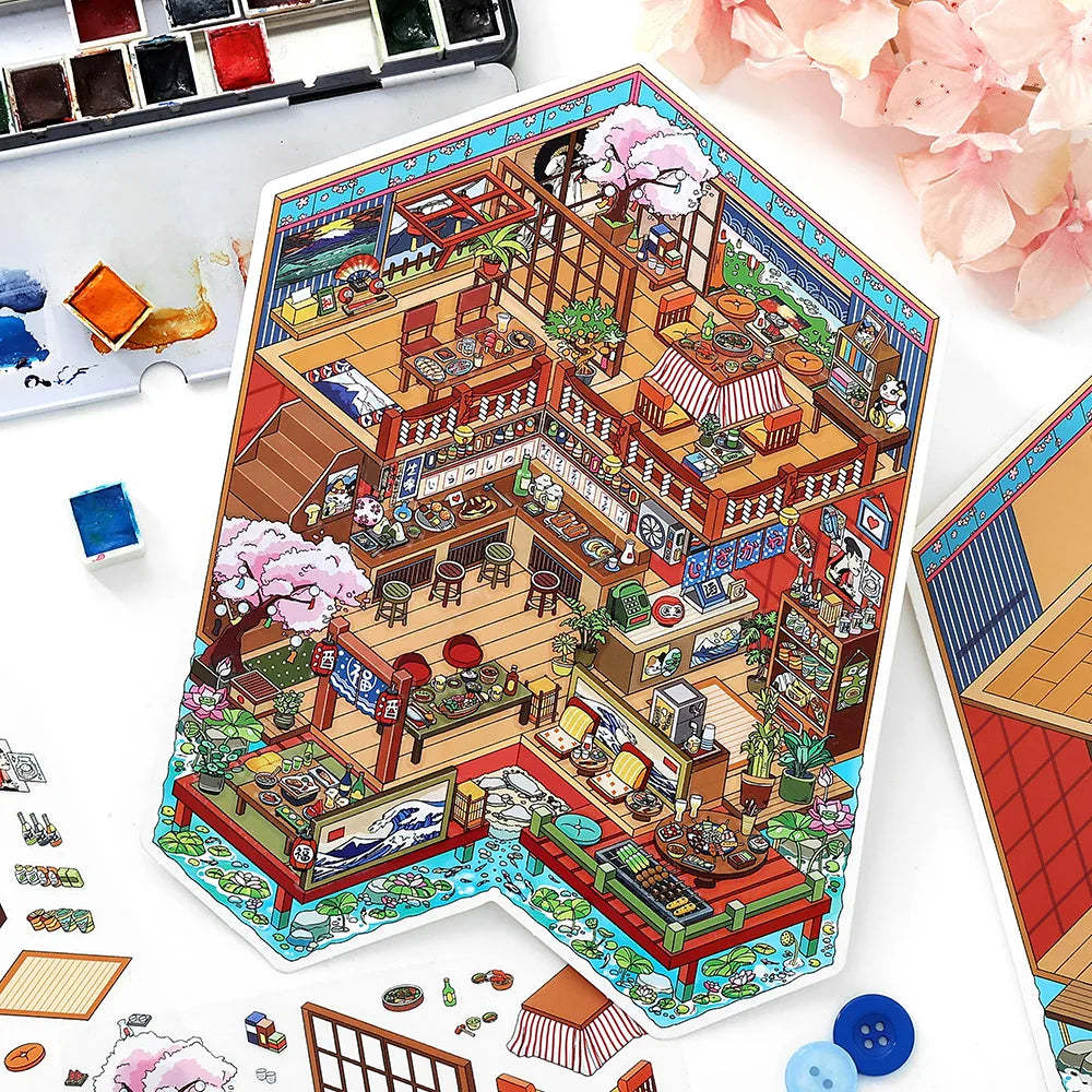 Today's opening series, the 23rd round, 4/16 sheets 2.5D large-sized landscape stickers, handmade DIY landscape stickers Qme