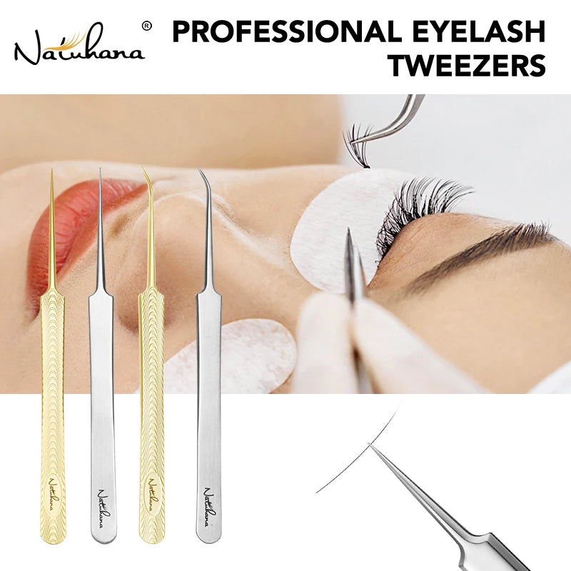 NATUHANA Professional Eyelash Extension Tweezers Precision Qme
